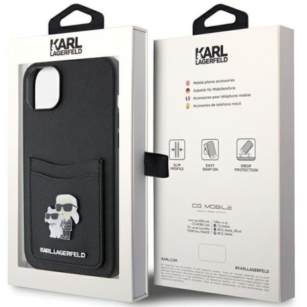 Karl Lagerfeld iPhone 15 Mobilskal Korthållare Metal Logo