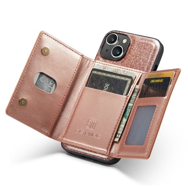 DG.MING M3 Series Mobilskal till iPhone 15 Plus Kickstand Roséguld