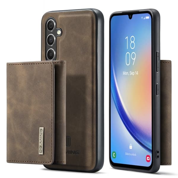 DG.MING Samsung Galaxy A34 5G Konstläder Plånboksfodral Brun