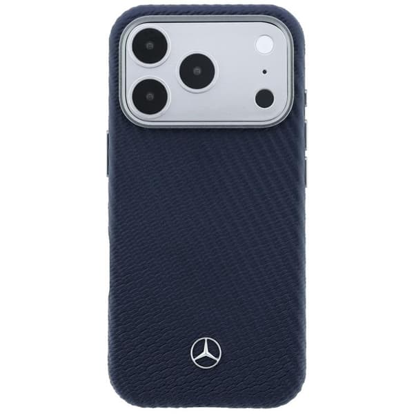Mercedes Mobilskal för iPhone 17 Pro MagSafe Läder Wood Effect - Marinblå