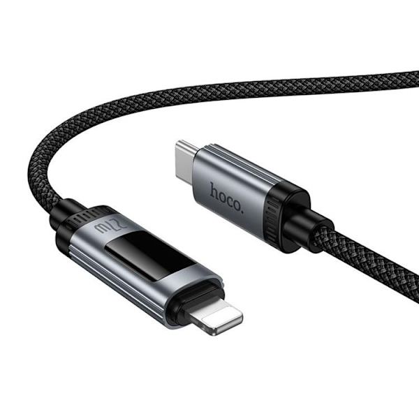 HOCO USB-C til Lightning 27W Kabel 1.2m med Display U148 - Sort Svart