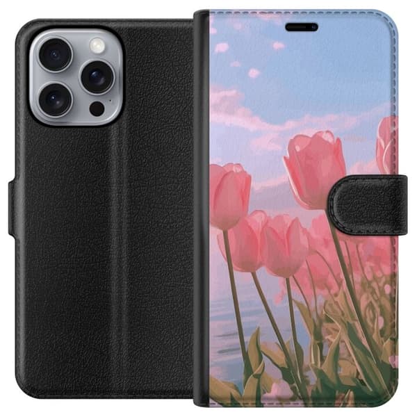 Pung Taske til Apple iPhone 16 Pro Max med Lyserøde Tulipaner