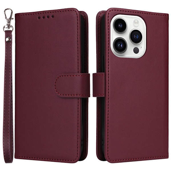 BETOPNICE iPhone 14 Pro Plånboksfodral - Avtagbart Konstläder - Vinröd