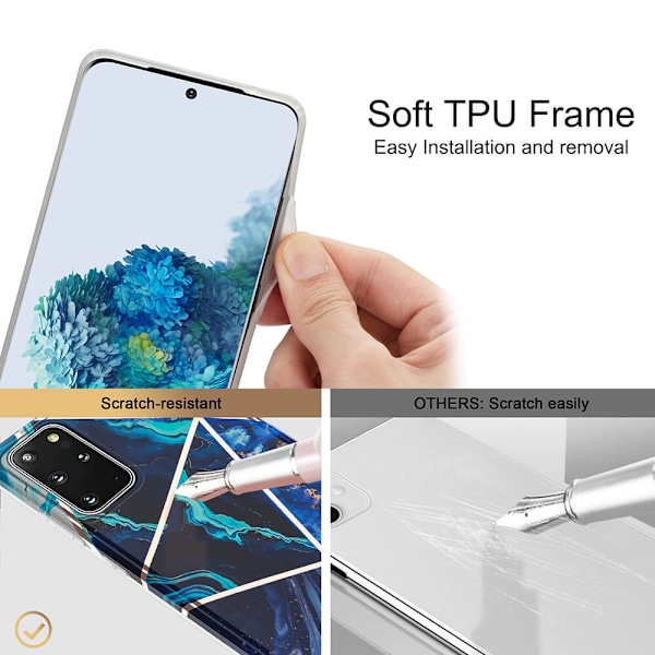 BOOM - Grid skal Galaxy S20 Plus - Blå Marmor Blå