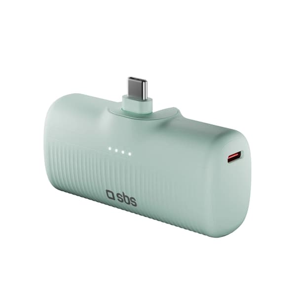 SBS Powerbank 5000mAh 10W med USB-C Hamn EcoPower - Grön Grön