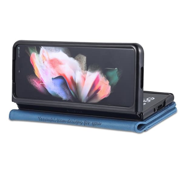 AZNS Samsung Galaxy Z Fold3 Plånboksfodral Konstläder - Blå