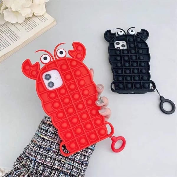 Crab Pop it Fidget -kuori iPhone 7/8/SE 2020 - Punainen Red