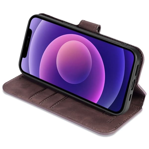 DG.MING iPhone 14 Plus Konstläder Plånboksfodral Retro Stil Brun 6.7 tum