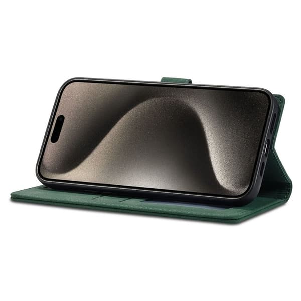 FORWENW F1 Series iPhone 15 Pro Max Plånboksfodral Konstläder - Grön