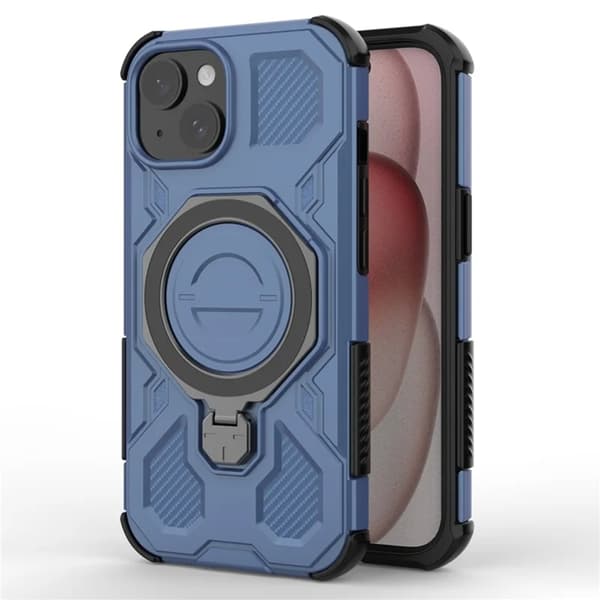 Mobilskal till iPhone 15 Plast Shockproof Med Ställ - Blå Blå