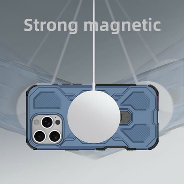 Mobilskal till iPhone 16 Pro Max Plast Shockproof Med Kickstand - Svart