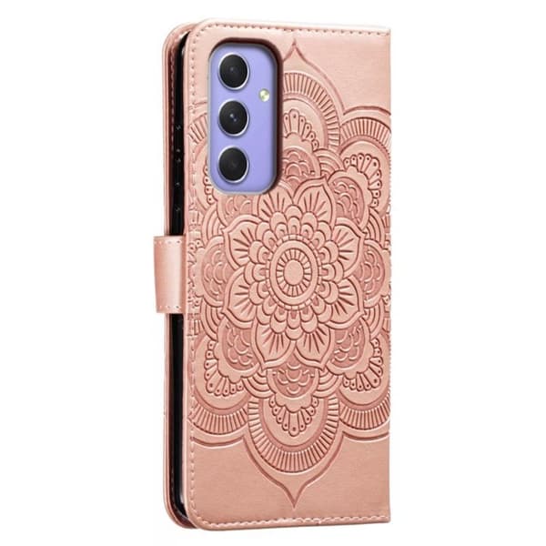 Samsung Galaxy S26 Plånboksfodral Konstläder Mandala Mönster - Roséguld