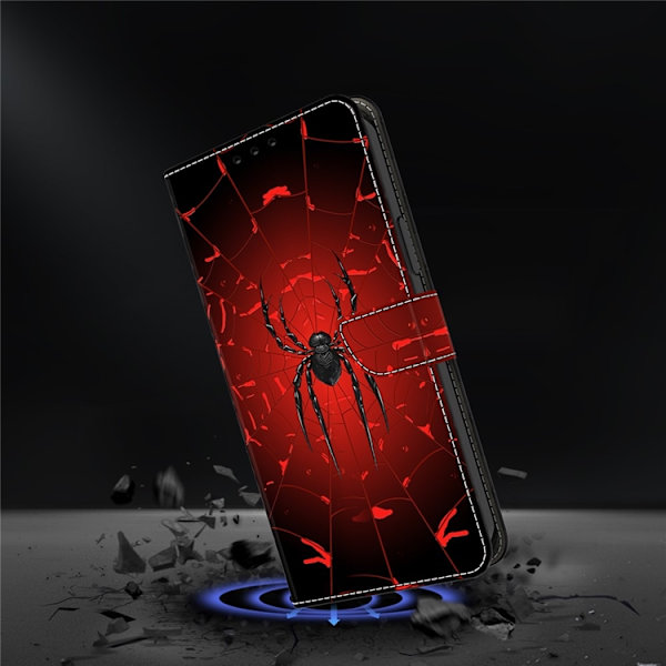 Galaxy A17/A26 Plånboksfodral Konstläder Pattern Printing Röd