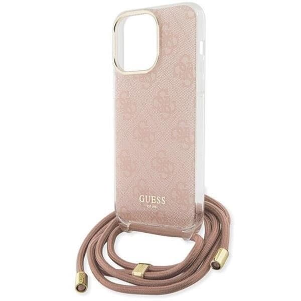 Guess Mobilskal till iPhone 15 Pro Max Crossbody Cord Print - Rosa Rosa