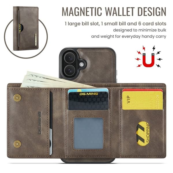 DG.MING M6 Series Mobilskal till iPhone 16 Plus Magnetiskt Brun