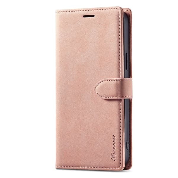 FORWENW iPhone 15 Pro Plånboksfodral Konstläder - Full Skydd - Roséguld