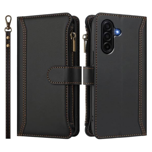 Samsung Galaxy A57 Plånboksfodral Konstläder 9 Kortfack - Svart