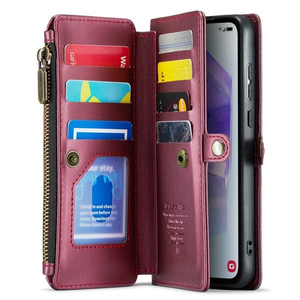 CASEME Plånboksfodral Konstläder för Samsung Galaxy A55 5G - Vinröd