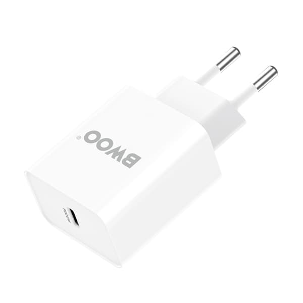 BWOO Snabb Väggladdare 20W PD USB-C - Vit Vit