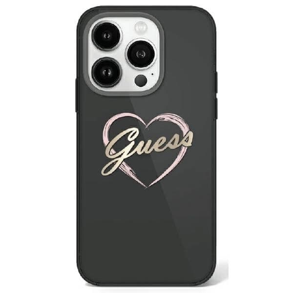 Guess Telefontaske til iPhone 16 Pro Max IML Hjerte - Sort Black