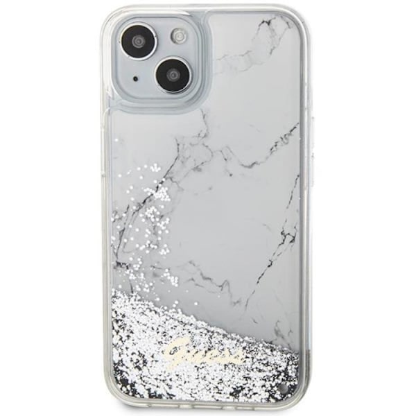Guess Mobilskal till iPhone 14 Liquid Glitter Marble - Vit