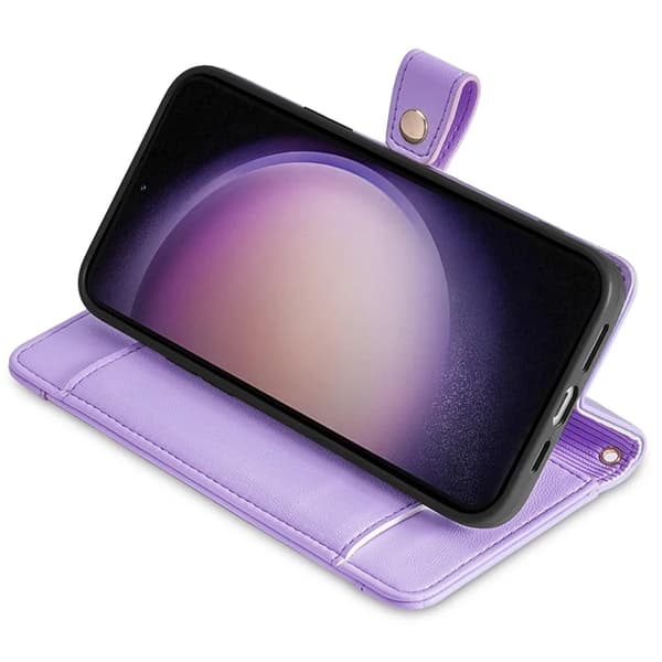 Galaxy S24 Konstläder Plånboksfodral med 2 Rem - Lila Lila