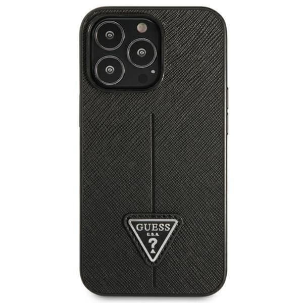 GUESS iPhone 14 Pro Cover Saffiano Triangle Logo - Sort Black