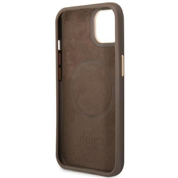 GUESS Telefontaske til iPhone 14 Plus MagSafe Logo Plate - Brun Brun