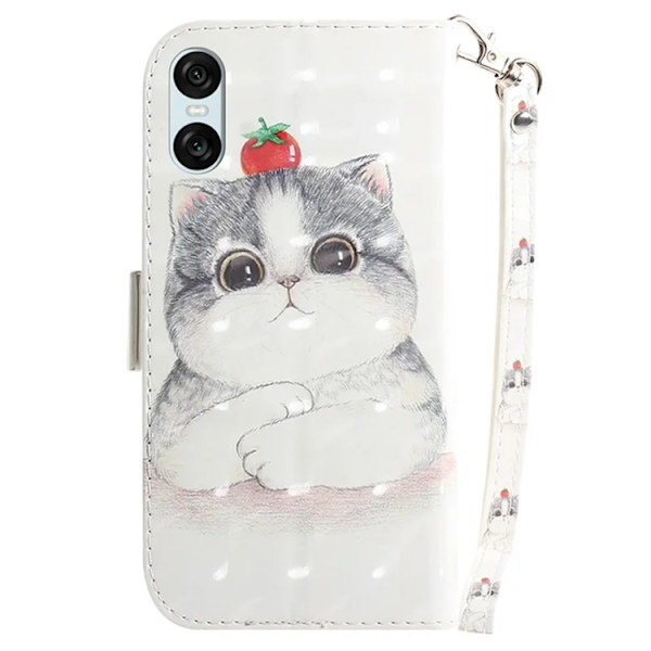 Sony Xperia 10 VI Konstläder Plånboksfodral 3D Pattern - Cat Grå