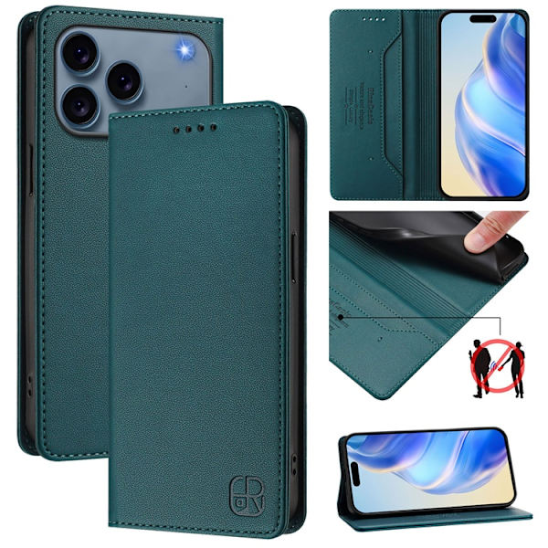 RINACASIS iPhone 17 Pro Plånboksfodral RC01 RFID - Mörkgrön Grön