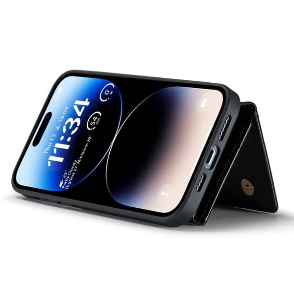 DG.MING M3 Series iPhone 15 Pro Max Konstläder Plånboksfodral Magnetiskt Svart