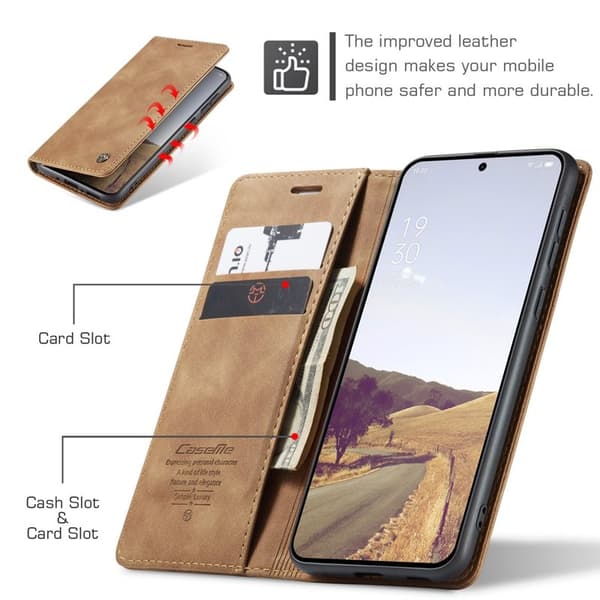 CASEME 013 Plånboksfodral för OnePlus 13 KonstLäder - Brun