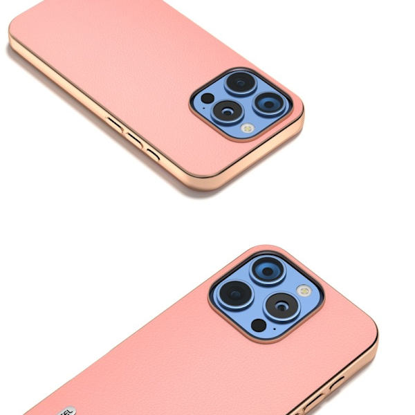 ABEEL iPhone 16 Pro Plånboksfodral Electroplating KantÄkta Läder Rosa