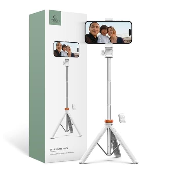 Tech-Protect Bluetooth Selfie Stick Stativ - Hvid Vit