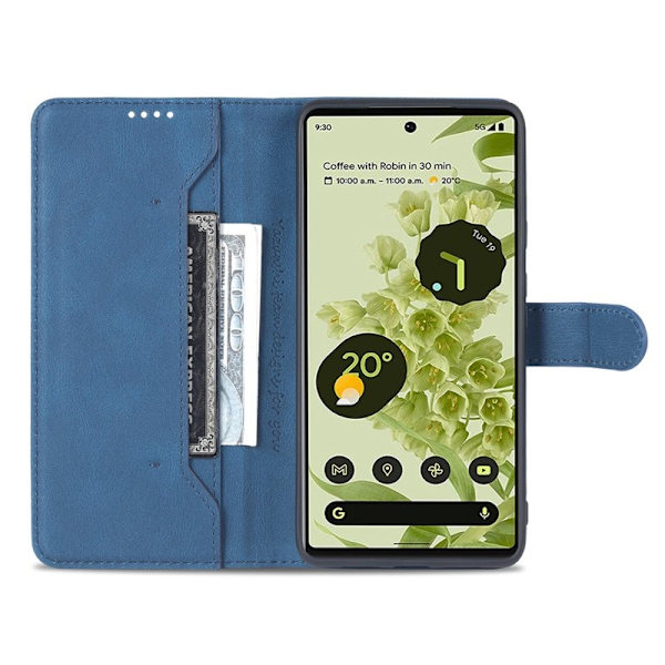 AZNS Google Pixel 6 Pro Plånboksfodral TPU+Konstläder - Blå