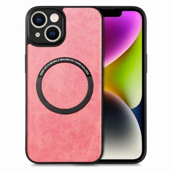 iPhone 15 Plus Mobilskal PU-läder - Rosa