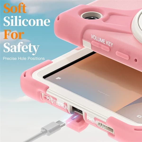 Mobilskal till Galaxy Tab A11 Kickstand Silikon Axelrem Rosa