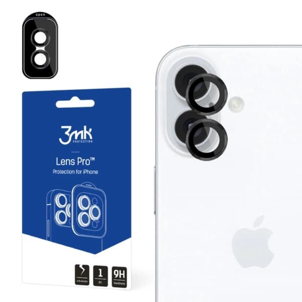 3mk iPhone 16/16 Plus Pro HybridGlass Kameralinsedæksel - Sort Black