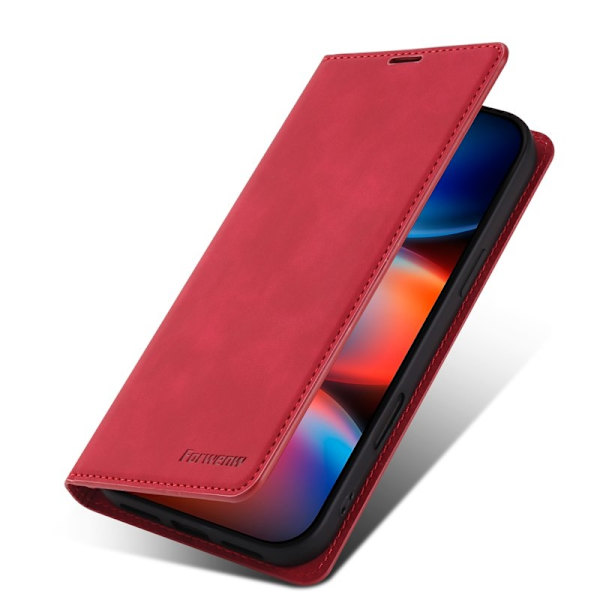 FORWENW iPhone 17 Pro Plånboksfodral Konstläder - Röd