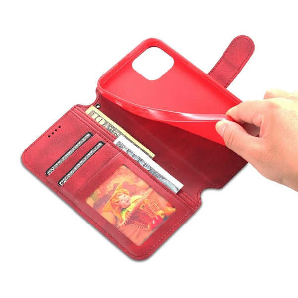 AZNS iPhone 14 Plånboksfodral Konstläder - Röd