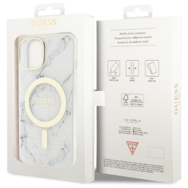 Guess iPhone 14 Mobilskal MagSafe Marble - Hvid