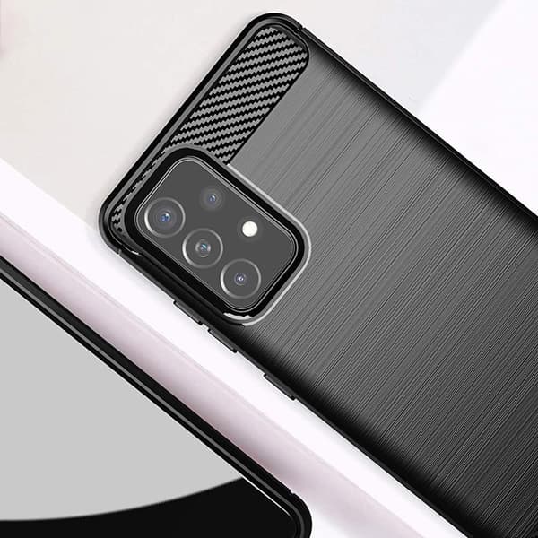 Carbon Fleksibelt TPU-cover til Samsung Galaxy A72 4G - Sort Black