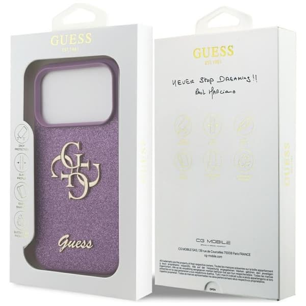 Guess Mobilskal till iPhone 17 Pro Fixed Glitter Big 4G - Lilac Lila