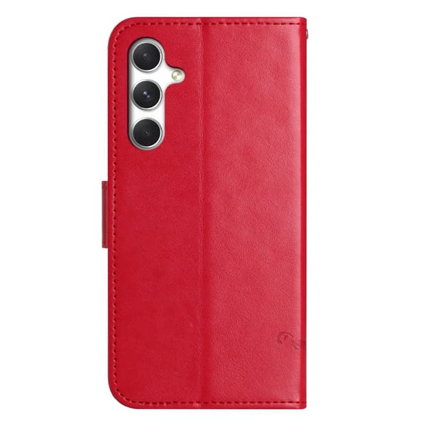 Plånboksfodral för Samsung Galaxy S26 Plus Ställ Impräntad Fjäril - Röd