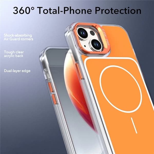 Mobilskal till iPhone 15 Plus MagSafe Lens Kickstand med Handrem - Orange Orange