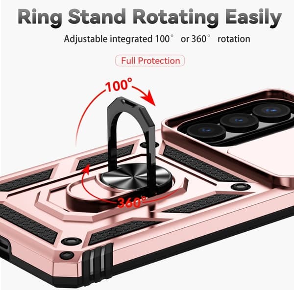 Mobilskal till Samsung Galaxy S26 Plus Plast Med Linsskydd Ställ - Roséguld