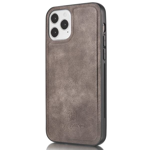 DG.MING iPhone 13 Pro Plånboksfodral Äkta Läder Drop-resistant Grå 2-i-1 Fodral