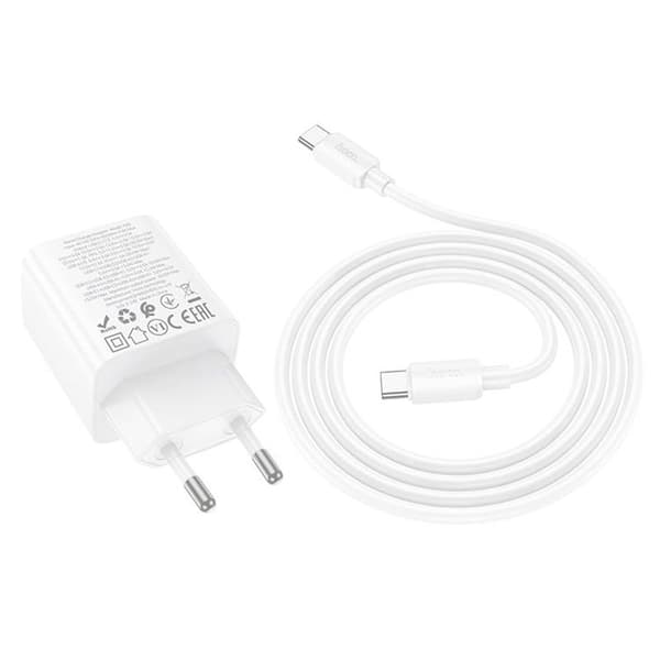 Hoco Hurtigoplader PD 30W 2xUSB-A 2xUSB-C QC3.0 3A med USB-C Kabel N56 - Hvid Vit