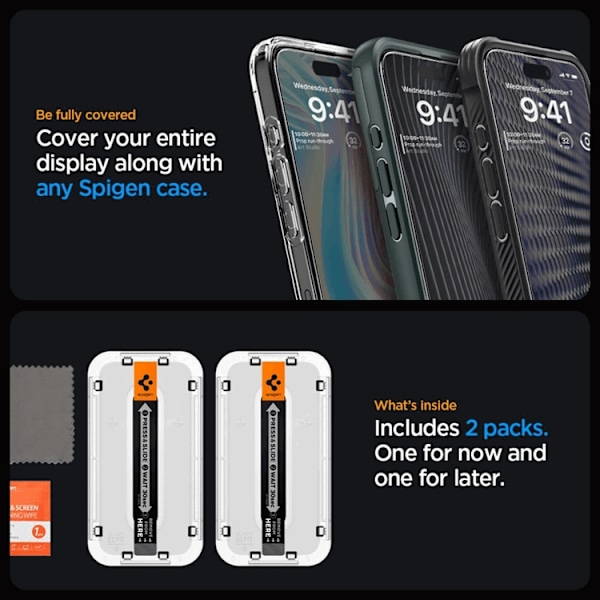 [2-Pack] Spigen iPhone 15 Pro Max Härdat Glas Skärmskydd 'EZ' Fit