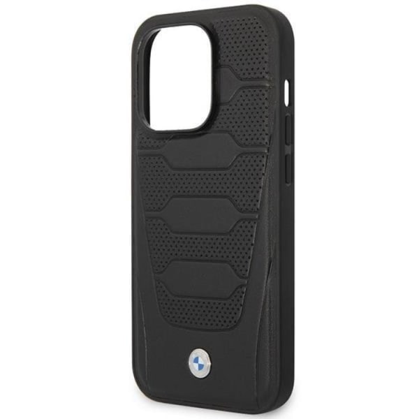 BMW iPhone 14 Pro Mobiltaske Magsafe Læder Sæder Mønster - Sort